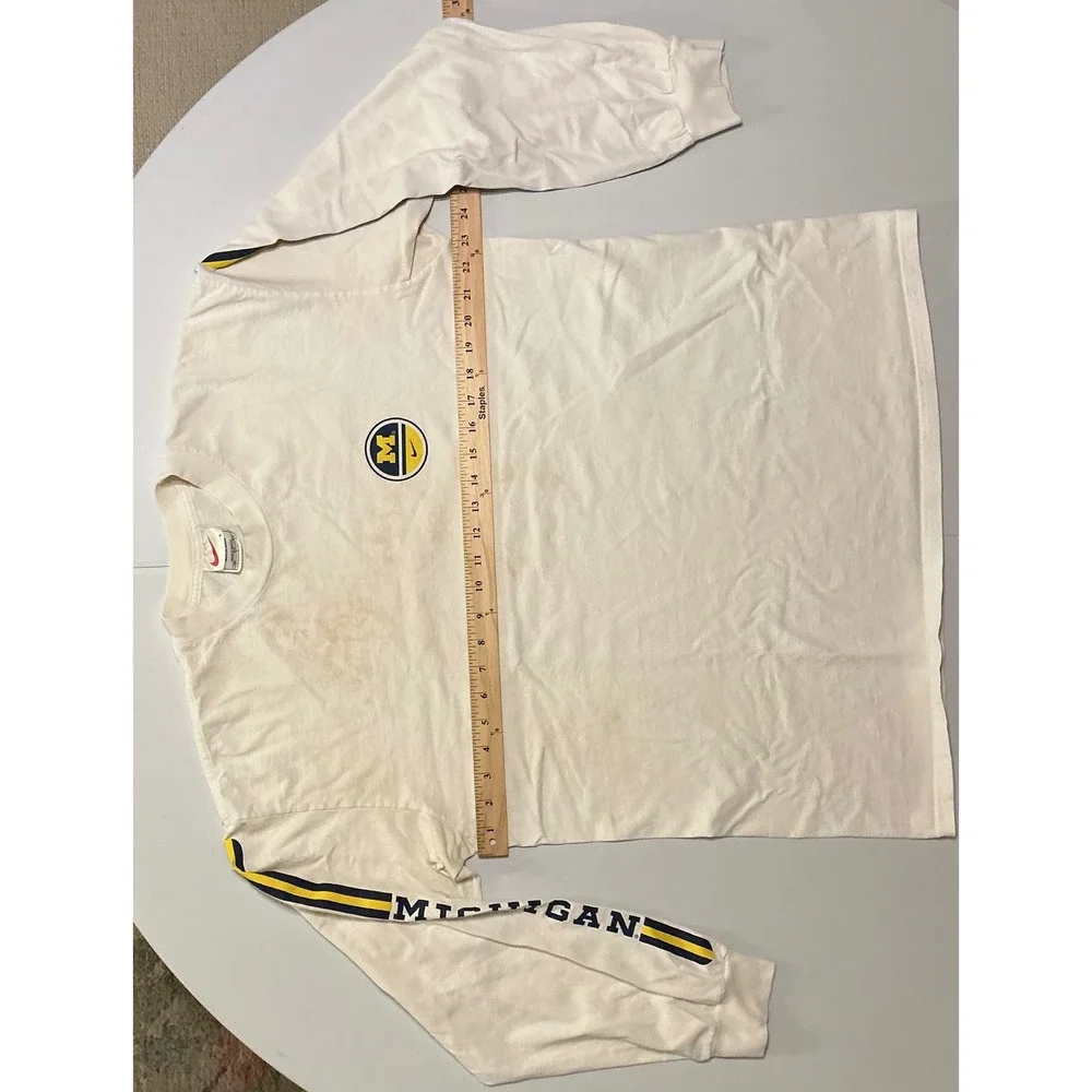 VTG Y2K‎ Nike Michigan Wolverines Long Sleeve T-Shirt Mens L White 90s Grunge